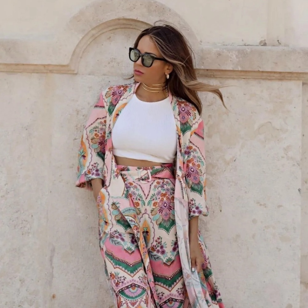 Zara printed wide leg pants - Picture 5 of 9